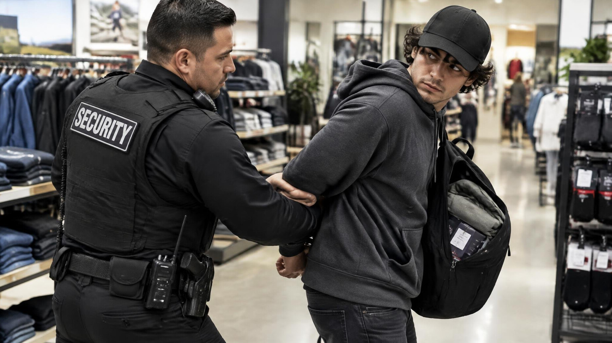 security confronting shoplifter