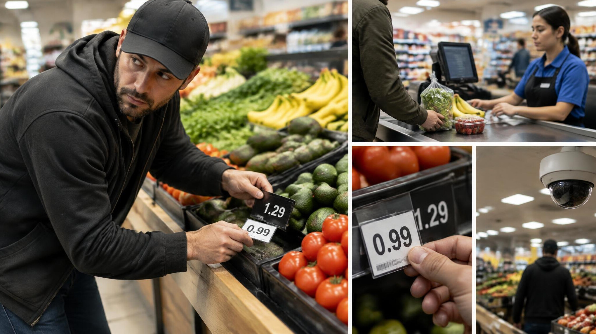 man swapping price tags