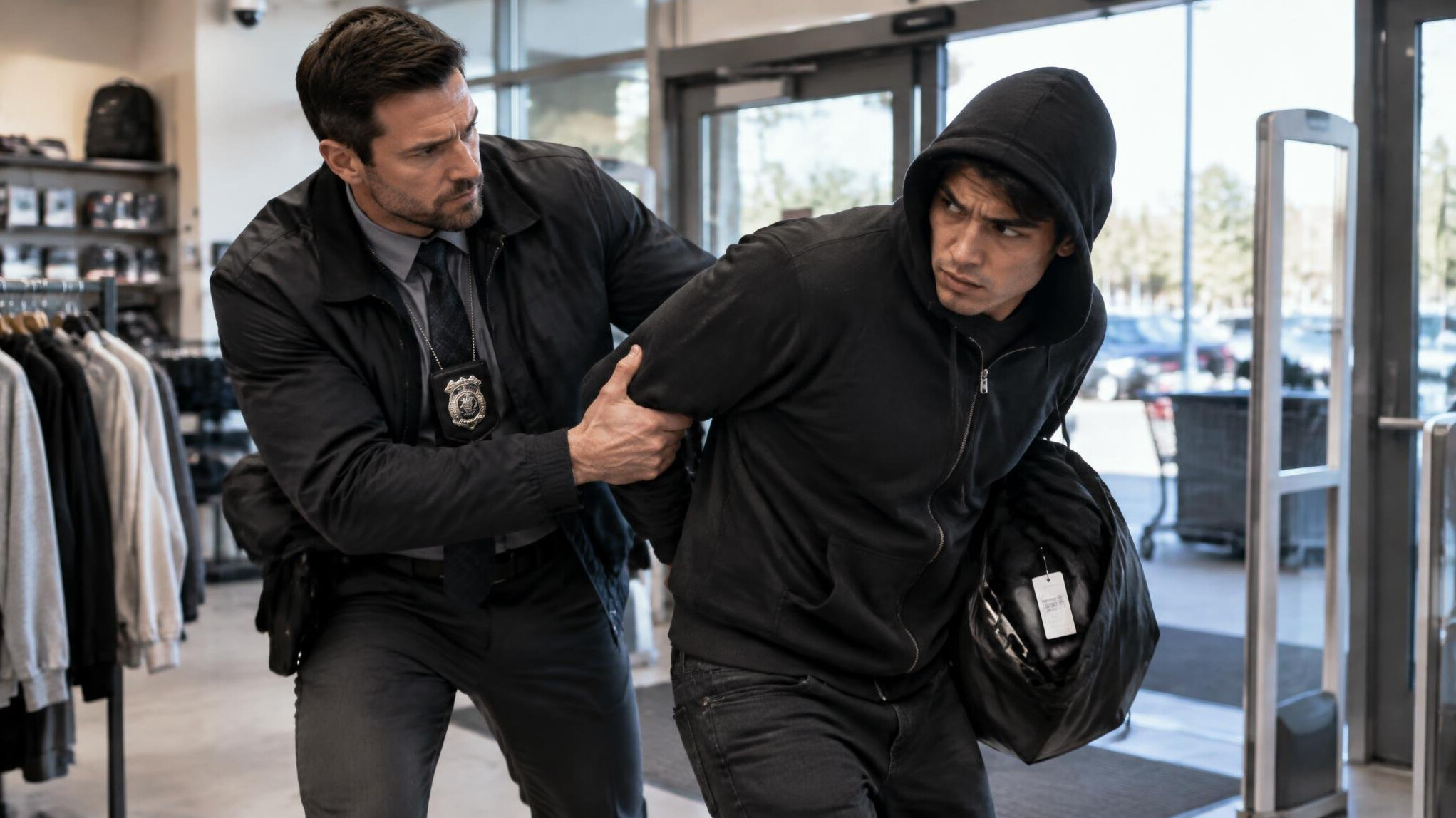 detective catching thief